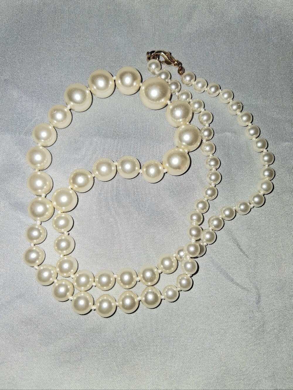 Ivory Multi-Strand Faux Glass Pearl Necklace - Unbranded 24" Vtg
